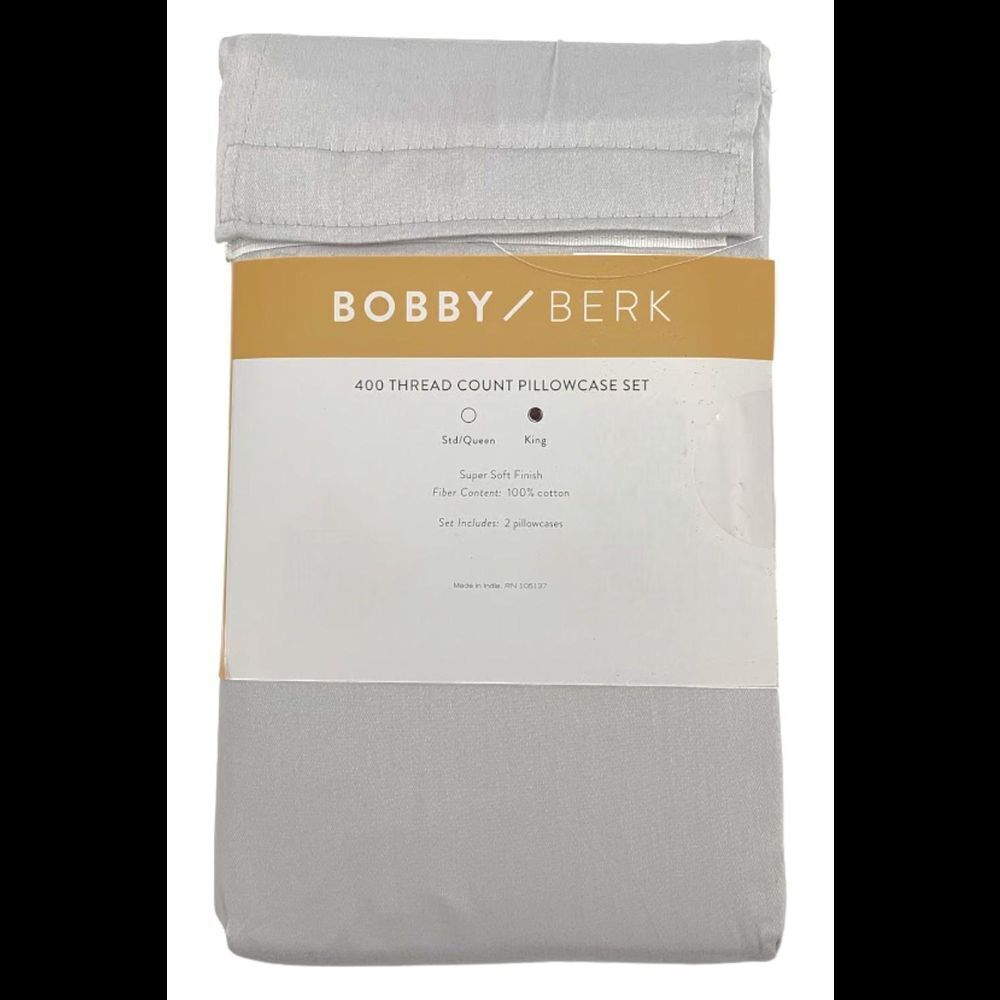 Bobby Berk 2-pack Set 400TC 100% Cotton Pillowcases Grey